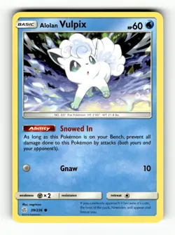 Alolan Vulpix 39/236 Common Cosmic Eclipse Pokemon - Image 1