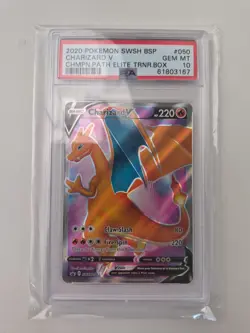 🔥 PSA 10 GEM MINT Pokemon Charizard V SWSH BSP #050 Champion’s Path ETB Promo🔥 - Image 1