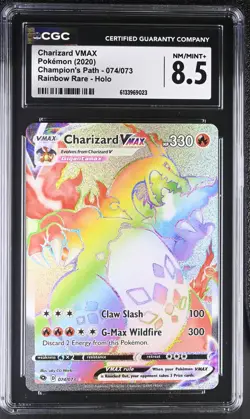 2020 Pokemon Champion's Path Charizard VMAX Rainbow Rare #074/073 CGC 8.5 - Image 1