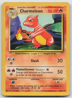 Charmeleon 24/102 Base Set Unlimited Pokemon HP Uncommon - Image 1