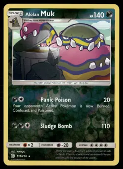 Alolan Muk 131/236 Rare Cosmic Eclipse Pokemon Reverse Holo Lightly Played - Image 1