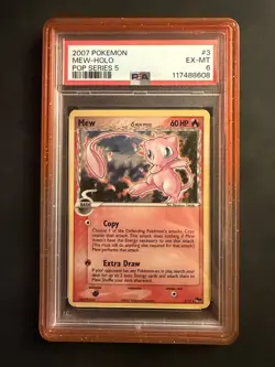 (4 SWIRLS) Pokemon Mew POP Series 5 Holo PSA 6 3/17 CORRECTED BACK Delta Species - Image 1