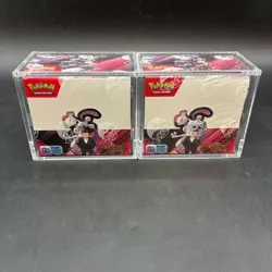 Lot (2) Pokemon SV10 Destined Rivals English Booster Boxes Sealed w/Acrylic Case - Image 1