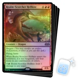 FOIL REALM-SCORCHER HELLKITE X4 Wilds Of Eldraine WOE Magic MTG MINT CARD - Image 1