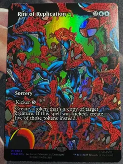 Rite of Replication Borderless FOIL NM Marvel Spiderman MTG - Image 1