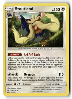 Stoutland 176/236 Holo Rare Cosmic Eclipse Pokemon Holo Near Mint - Image 1