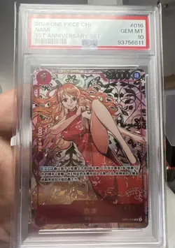 One Piece TCG Card Game Chinese Nami OP01-016 SERIAL 1472 1st Anniversary PSA 10 - Image 3