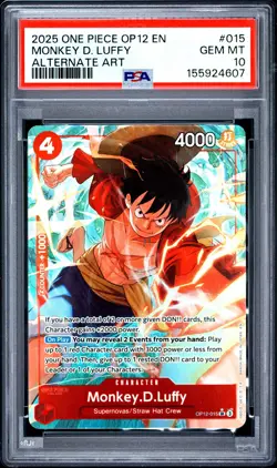 4607 Monkey D Luffy 2025 One Piece Legacy of the Master OP12-015 Alt Art PSA 10 - Image 1