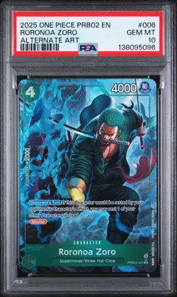 One Piece PRB02-006 Roronoa Zoro Alternate Alt Art Parallel ENG Foil - PSA 10 - Image 1