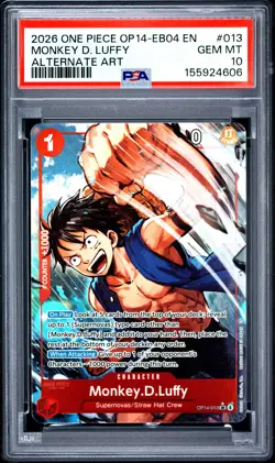 4606 Monkey D Luffy 2026 One Piece Azure Sea's Seven #OP14-013 Alt Art PSA 10 - Image 1