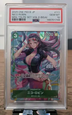 One Piece PSA 10 Nico Robin Mini-Tin Set Vol.2-Bisai Promo Holo JP#111 - Image 1
