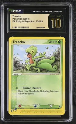 CGC 10 PRISTINE Treecko 2003 EX Ruby & Sapphire 75/109 Pokemon Card - Image 1