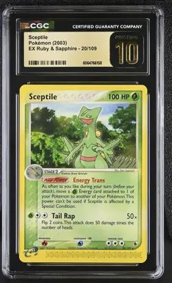 CGC 10 PRISTINE Sceptile 2003 EX Ruby & Sapphire 20/109 Pokemon Card - Image 1