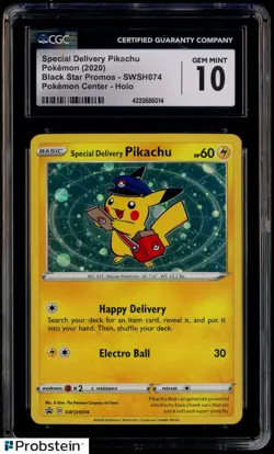 2020 Pokemon Center Canada SWSH BSP #074 Special Delivery Pikachu Holo CGC 10 - Image 1