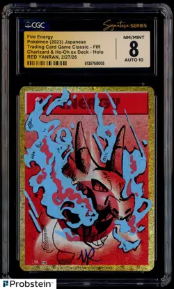 Red Yanran Signed Sketched 2023 Pokemon JPN Fire Energy Classic CGC 8 AUTO 10 - Image 1