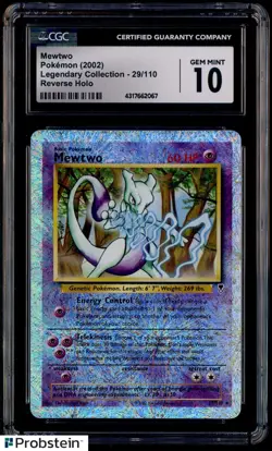2002 Pokemon Legendary Collection #29/110 Mewtwo Reverse Holo Foil CGC 10 GEM - Image 1