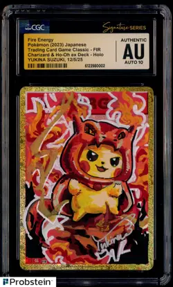 Yukina Suzuki Signed Sketched 2023 Pokemon JPN CLL Fire Energy CGC AUTO 10 - Image 1