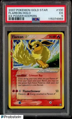 2007 Pokemon Gold Star Ex Power Keepers #100 Flareon Holo PSA 5 EX - Image 1