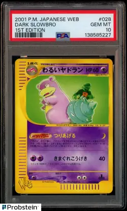 2001 Pokemon Japanese Web 1st Edition #028 Dark Slowbro PSA 10 GEM MINT - Image 1