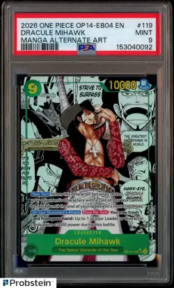 2026 One Piece OP14-EB04 EN Manga Alternate Art #119 Dracule Mihawk PSA 9 MINT - Image 1