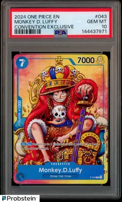2024 One Piece EN Convention Exclusive Foil #043 Monkey D Luffy PSA 10 GEM MINT - Image 1