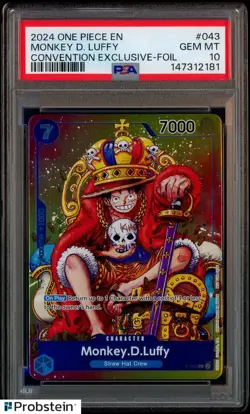 2024 One Piece EN Convention Exclusive Foil #043 Monkey D Luffy PSA 10 GEM MINT - Image 1