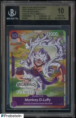 2024 One Piece Promos Offline Regionals V2 Finalist Monkey D Luffy #P-041 BGS 10 - Image 1