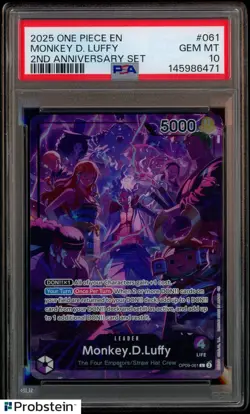 2025 One Piece EN 2nd Anniversary Set #061 Monkey D Luffy PSA 10 GEM MINT - Image 1
