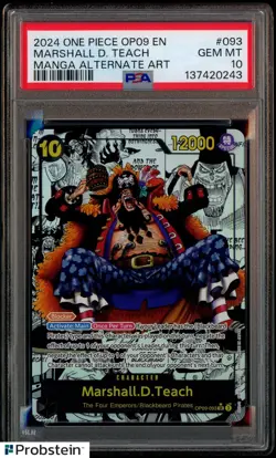 2024 One Piece OP09 EN Marshall D Teach Manga Alternate Art #093 PSA 10 - Image 1