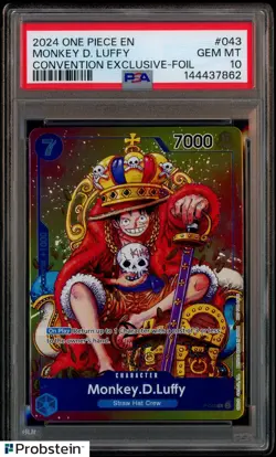 2024 One Piece EN Convention Exclusive Foil #043 Monkey D Luffy PSA 10 GEM MINT - Image 1