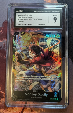 2024 One Piece Monkey D. Luffy Start Deck 3D2Y ST14-001 CGC 9 Graded Card - Image 1
