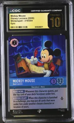 CGC PRISTINE 10 Disney Lorcana Mickey Mouse Bob Cratchit 219/204 Winterspell - Image 1