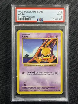 Pokemon Card PSA 9 Abra Shadowless Base Set WotC Ultra Rare 1999 43/102 - Image 1
