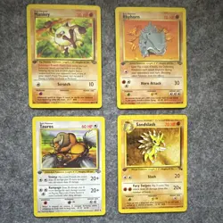 Pokemon TCG Jungle WotC 1999 1st Eds 4-Card Lot Mankey/Rhyhorn/Tauros/Sandslash - Image 1