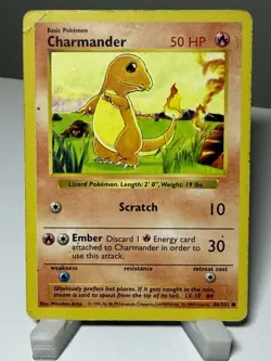 Pokemon Card Base Set Unlimited Charmander 46/102 Light Played - Image 1