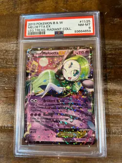2013 POKEMON B & W Legendary Treasures 2 Radiant Coll MELOETTA EX #11/25 PSA 8 - Image 1