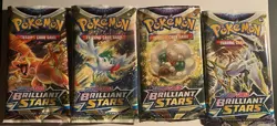 Pokemon Sword And Shield Brilliant Stars Empty Pack Art Set Of 4 (NO CARDS) - Image 1
