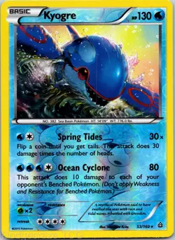 Kyogre 53/160 Rare Primal Clash Pokemon Reverse Holo NM - Image 1