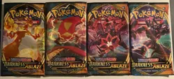 Pokemon Sword And Shield Darkness Ablaze Empty Packs Art Set Of 4 (NO CARDS) - Image 1