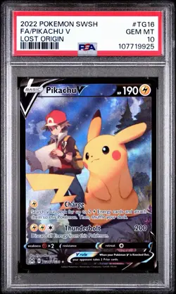 2022 POKEMON SWORD & SHIELD LOST ORIGIN #TG16 FULL ART/PIKACHU V PSA 10 - Image 1