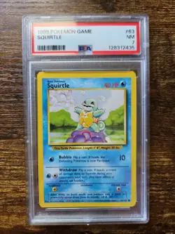 1999 POKEMON BASE SET UNLIMITED #63 /102 SQUIRTLE PSA 7 - Image 1