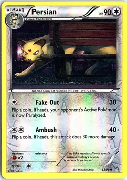 Persian XY - Ancient Origins 62/98 LP Reverse Foil Pokemon - Image 1