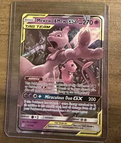 Pokemon TCG Mewtwo & Mew GX Holo 71/236 2019 Lightly Played With Hard Cover - Image 2