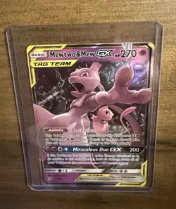 Pokemon TCG Mewtwo & Mew GX Holo 71/236 2019 Lightly Played With Hard Cover - Image 4