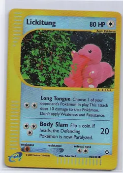 Lickitung 90 Aquapolis Pokemon Reverse Holo Lightly Played - Image 1