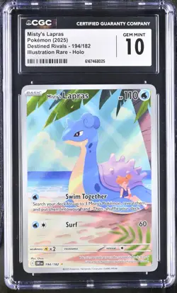 Pokemon Misty's Lapras 194/182 Illustration Rare Destined Rivals - CGC 10 - Image 1