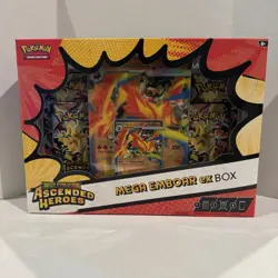 Pokemon Ascended Heroes Factory Sealed Mega Emboar Ex Box 4 Booster Packs - Image 1