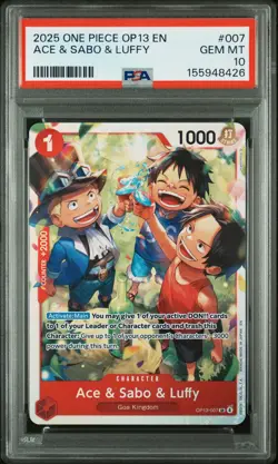2025 One Piece Op13-Carrying On His Will #007 Ace & Sabo & Luffy PSA 10 - Image 1