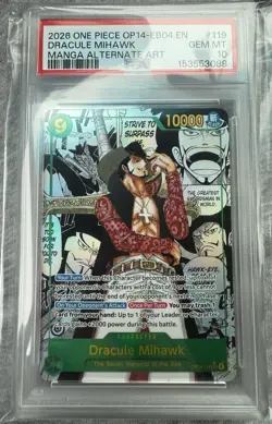 ONE PIECE! DRACULE MIHAWK MANGA!!! OP14-119 AZURE SEAS SEVEN! GM!! PSA 10!! 🚀 - Image 1