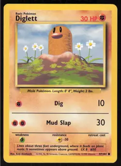 1999 Pokemon Game Base Set #047/102 Diglett Common - Image 1